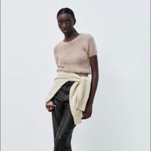 Zara faux fur crop top